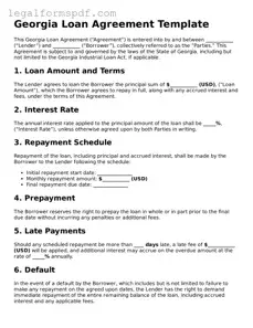 Fillable  Loan Agreement Document for Georgia