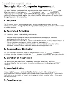Fillable  Non-compete Agreement Document for Georgia