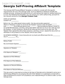 Fillable  Self-Proving Affidavit Document for Georgia