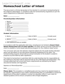 Official Homeschool Letter of Intent Document