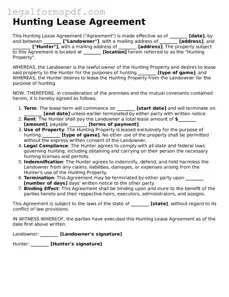 Official Hunting Lease Agreement Document