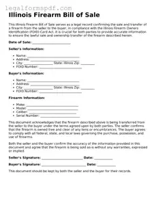 Fillable  Firearm Bill of Sale Document for Illinois