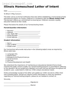 Fillable  Homeschool Letter of Intent Document for Illinois