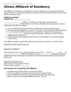Fillable  Affidavit of Residency Document for Illinois