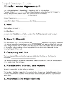 Fillable  Lease Agreement Document for Illinois
