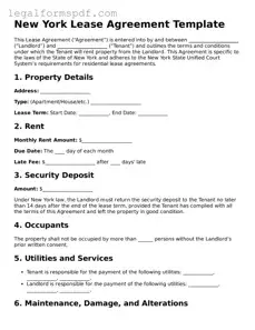 Fillable  Lease Agreement Document for New York