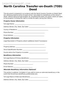 Fillable  Transfer-on-Death Deed Document for North Carolina