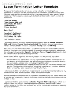 Official Lease Termination Letter Document
