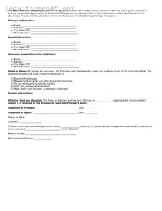 Fillable  Power of Attorney Document for Ohio