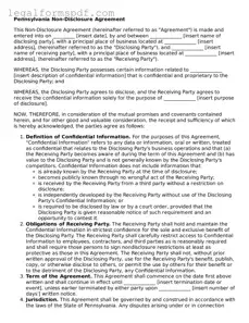 Fillable  Non-disclosure Agreement Document for Pennsylvania