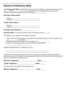 Official Promissory Note Document