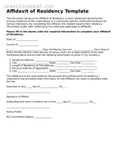 Official Affidavit of Residency Document