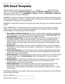 Official Gift Deed Document