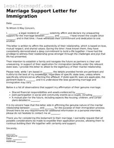 Official Marriage Support Letter for Immigration Document