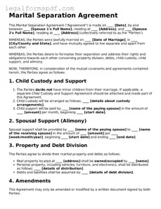 Official Marital Separation Agreement Document