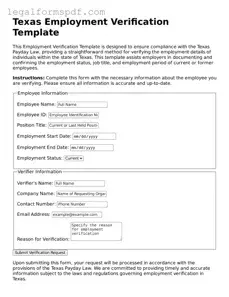 Fillable  Employment Verification Document for Texas
