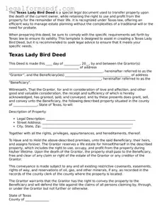 Fillable  Lady Bird Deed Document for Texas