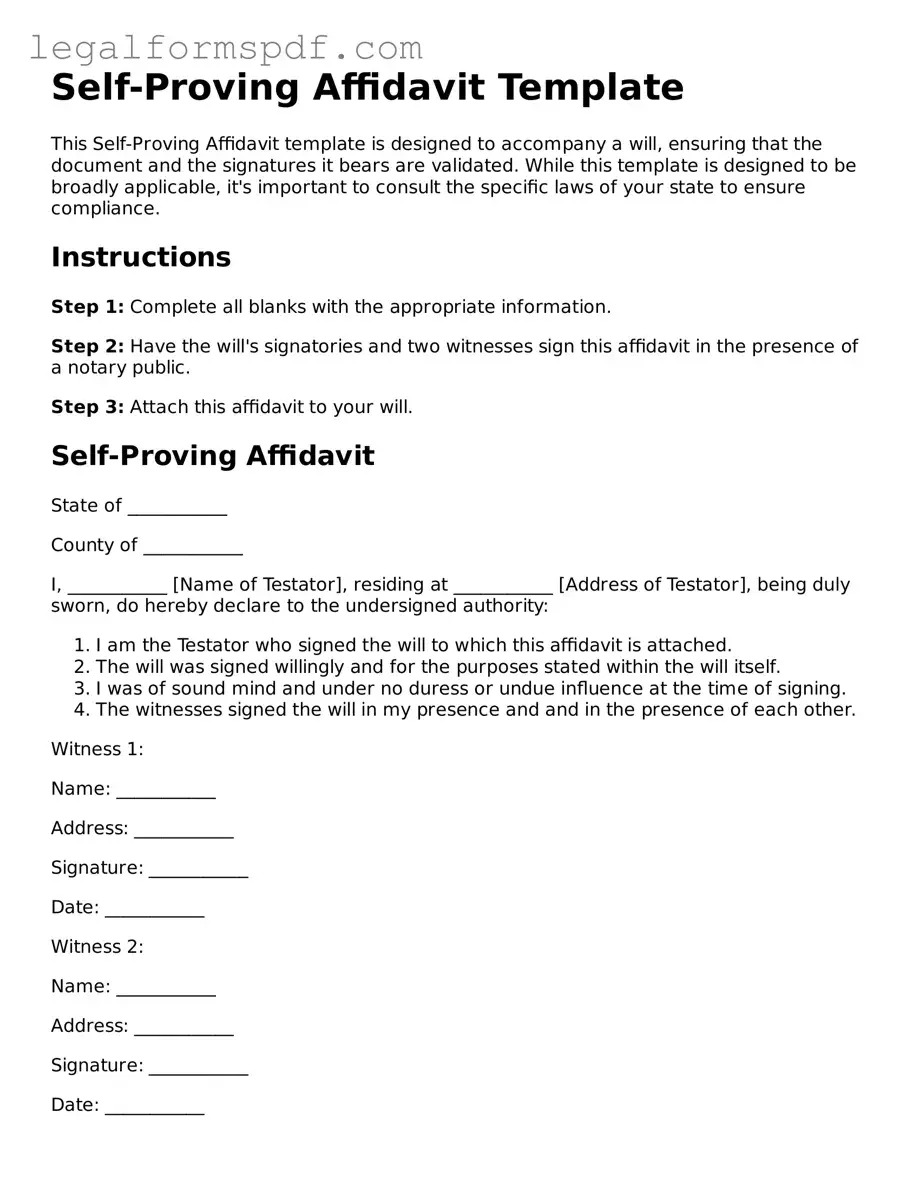 Official Self-Proving Affidavit Document