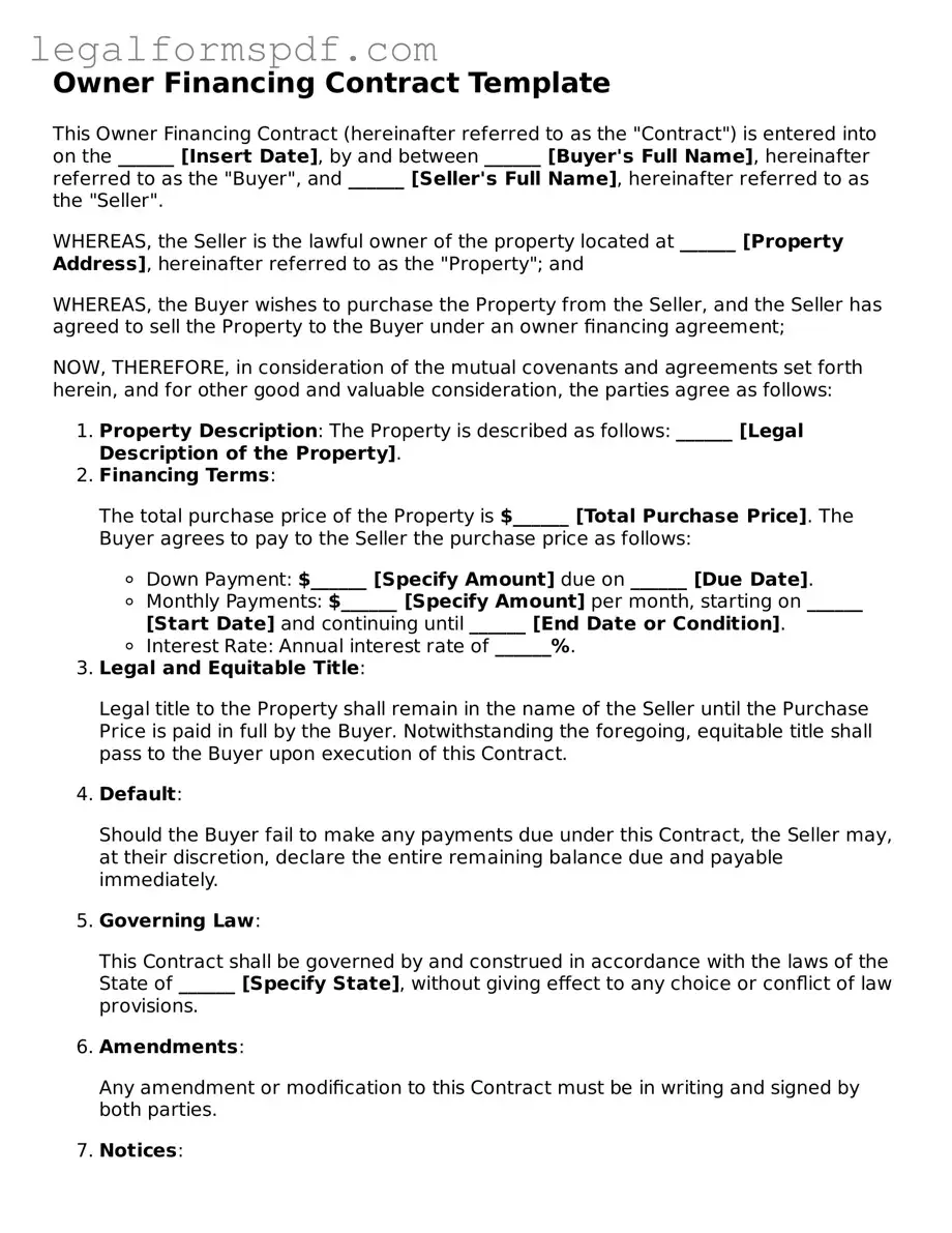 Official Owner Financing Contract Document