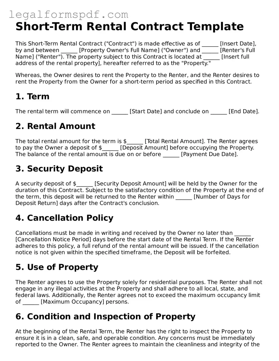 Official Short-Term Rental Contract Document